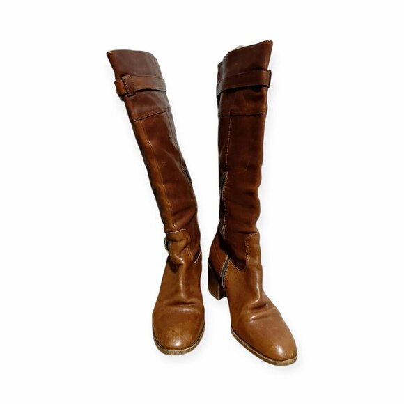 Coach Saxton Knee High Boots, Tan/Brown Leather, Size 6.5, Made in Italy - Picture 2 of 12